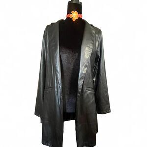 Women's Black Faux Leather Duster SZ S
